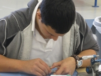Student checks measurement